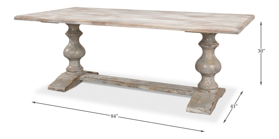 Lionisio Trestle Table- Grey Oak - Chapin Furniture