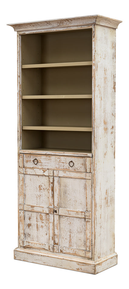 Bookcase With Doors- Disrupted White - Chapin Furniture
