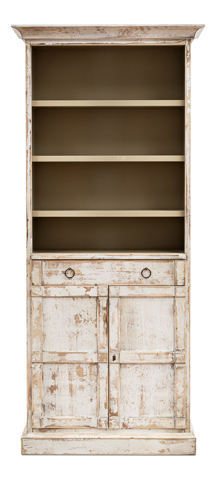 Bookcase With Doors- Disrupted White - Chapin Furniture