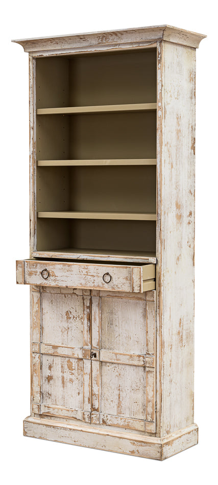 Bookcase With Doors- Disrupted White - Chapin Furniture