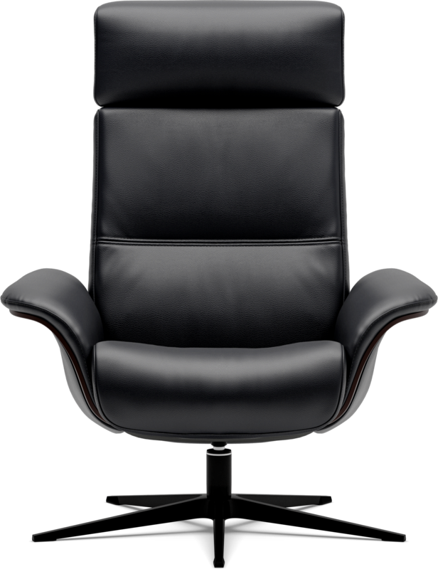 Space 5100 Chair and Ottoman- Tuxedo Leather/Walnut Trim/Classic Polished Base - Chapin Furniture