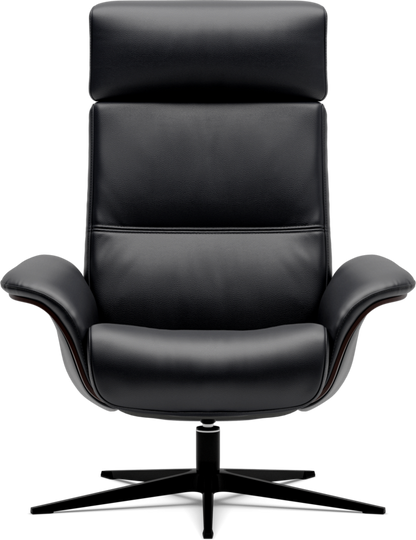 Space 5100 Chair and Ottoman- Tuxedo Leather/Walnut Trim/Classic Polished Base - Chapin Furniture