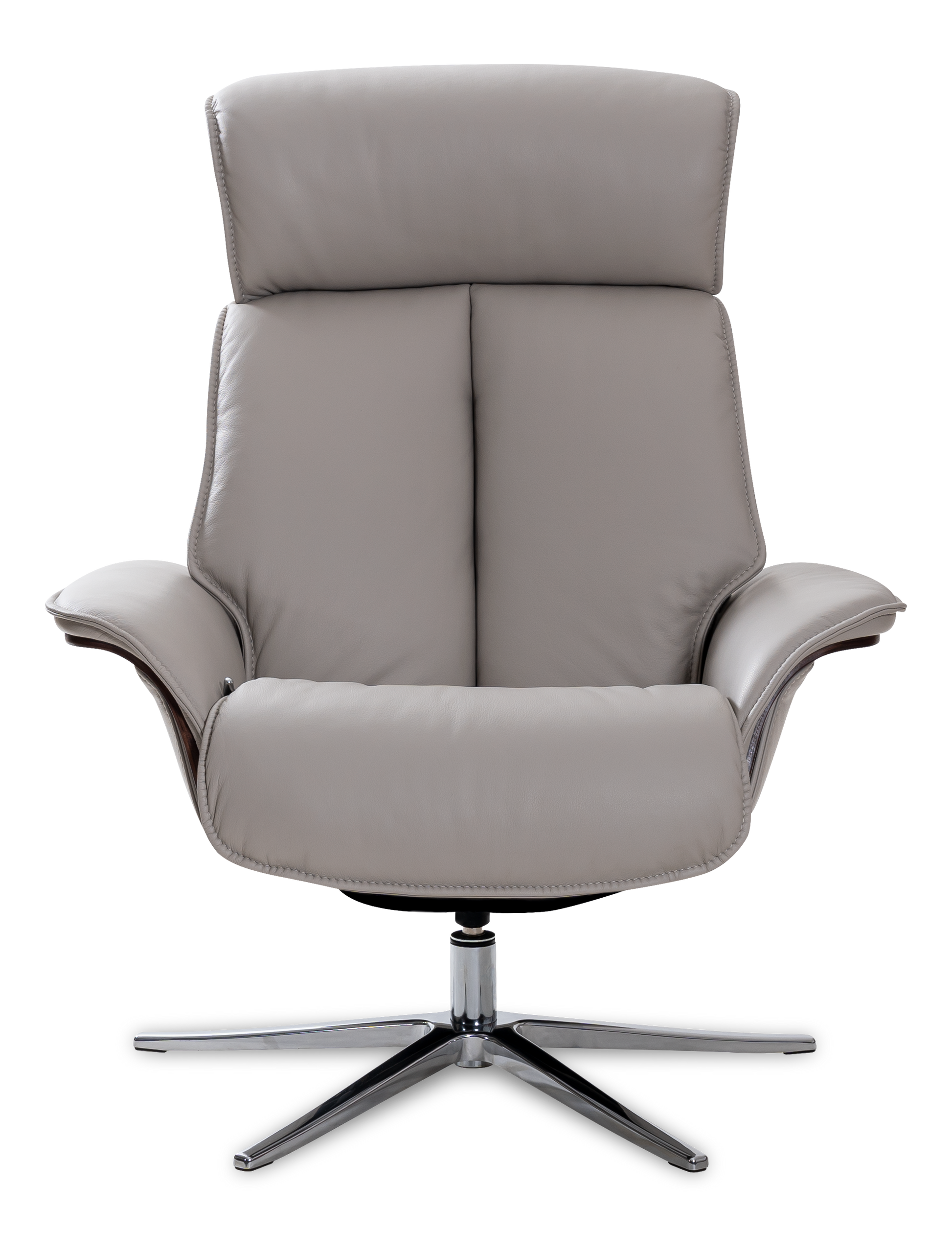 Space 5400 Chair and Ottoman- DoveLeather/Grey Ash Trim/Classic Polished Base - Chapin Furniture