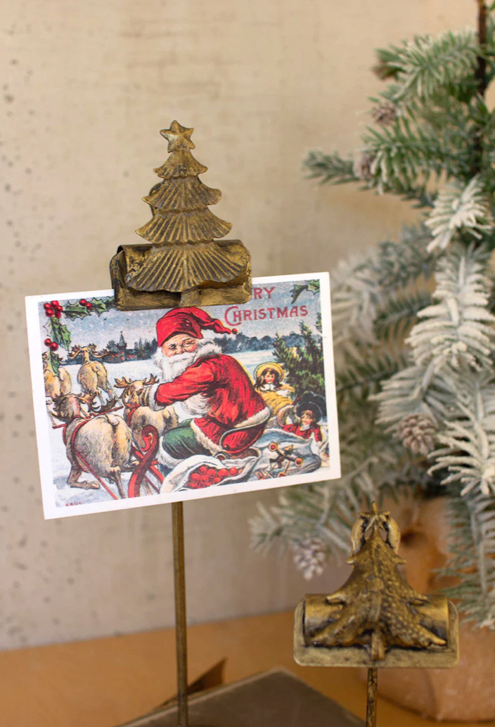 Set of 2 Christmas Tree Card Clips on Stands - Chapin Furniture