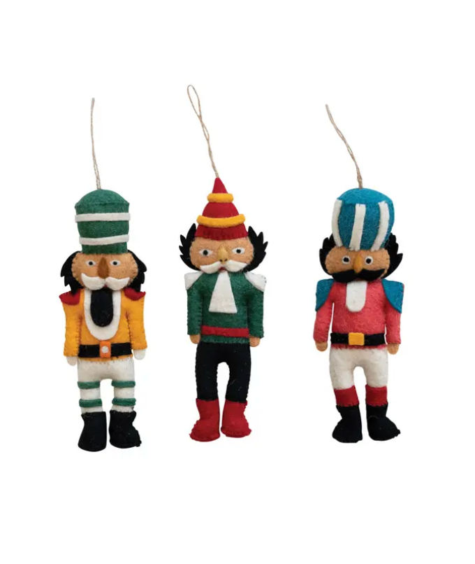 Wool Felt Nutcracker Ornaments - Set of 3 Styles - Chapin Furniture