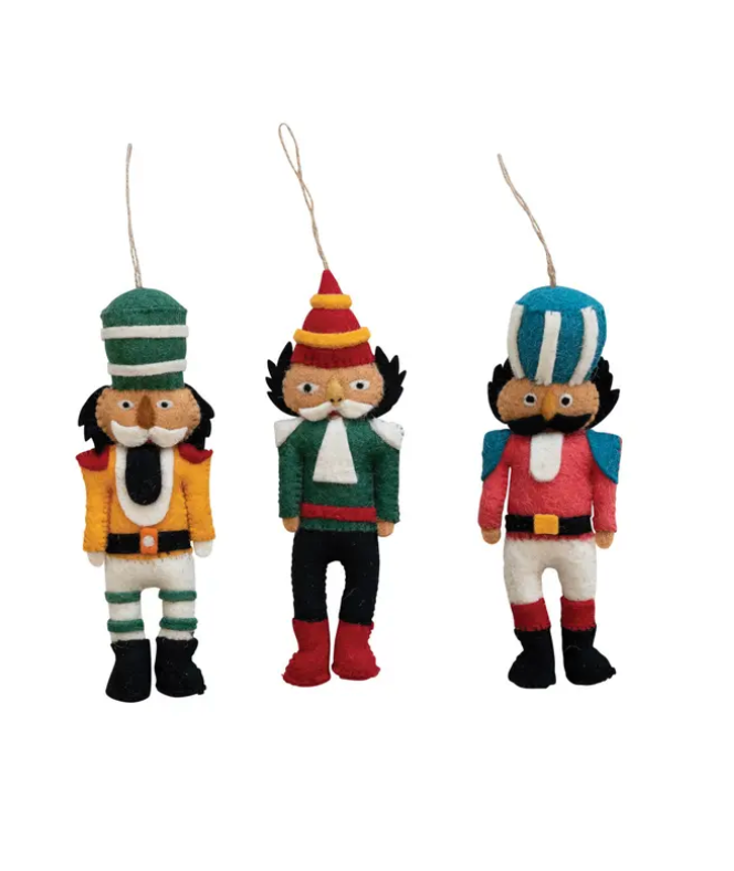 Wool Felt Nutcracker Ornaments - Set of 3 Styles - Chapin Furniture