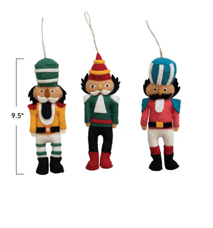 Wool Felt Nutcracker Ornaments - Set of 3 Styles - Chapin Furniture