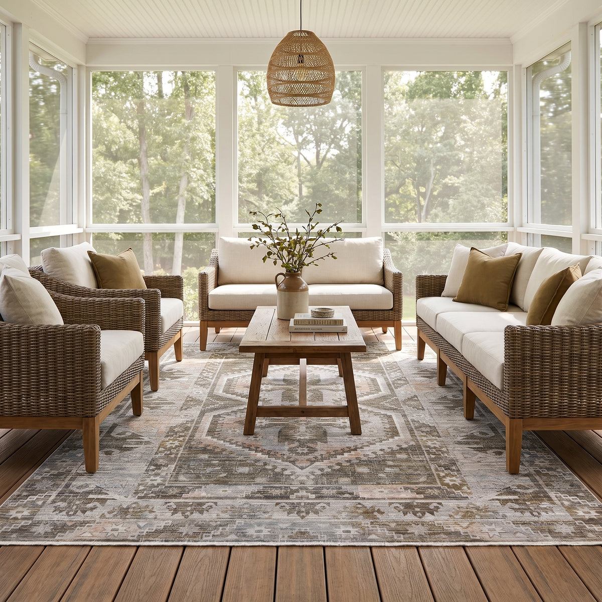 Tejal Positano TEJ01 Green/Tan Rug - Chapin Furniture