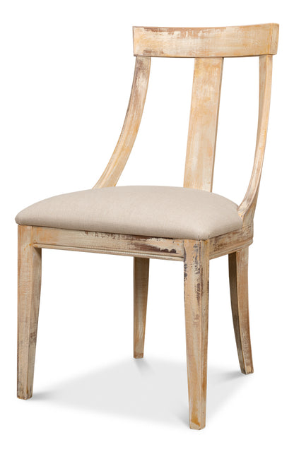 Deco Side Chair, Antique Oak, Linen Flax- Set of 2 - Chapin Furniture