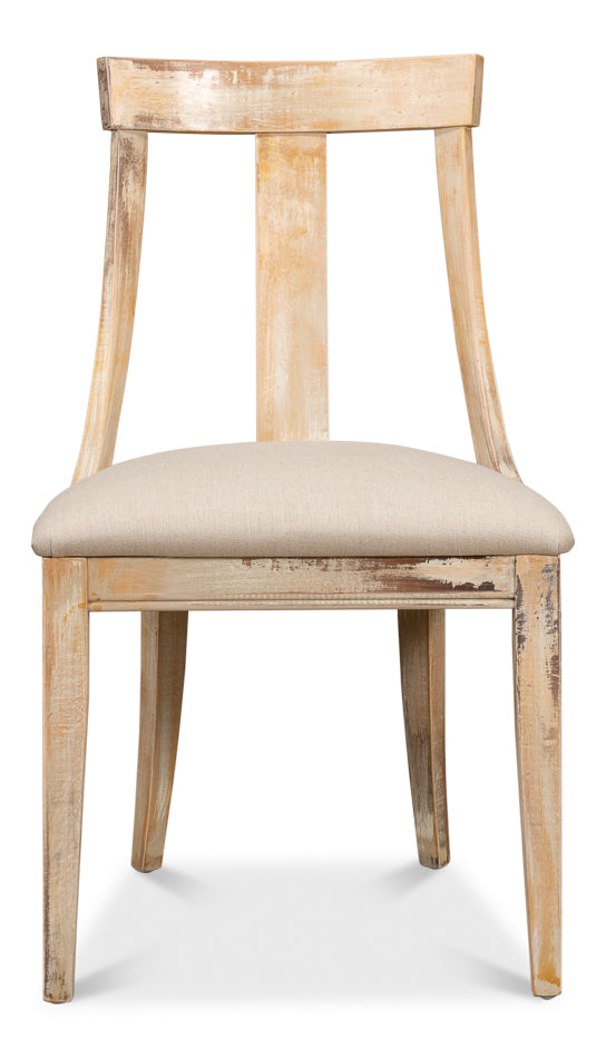 Deco Side Chair, Antique Oak, Linen Flax- Set of 2 - Chapin Furniture