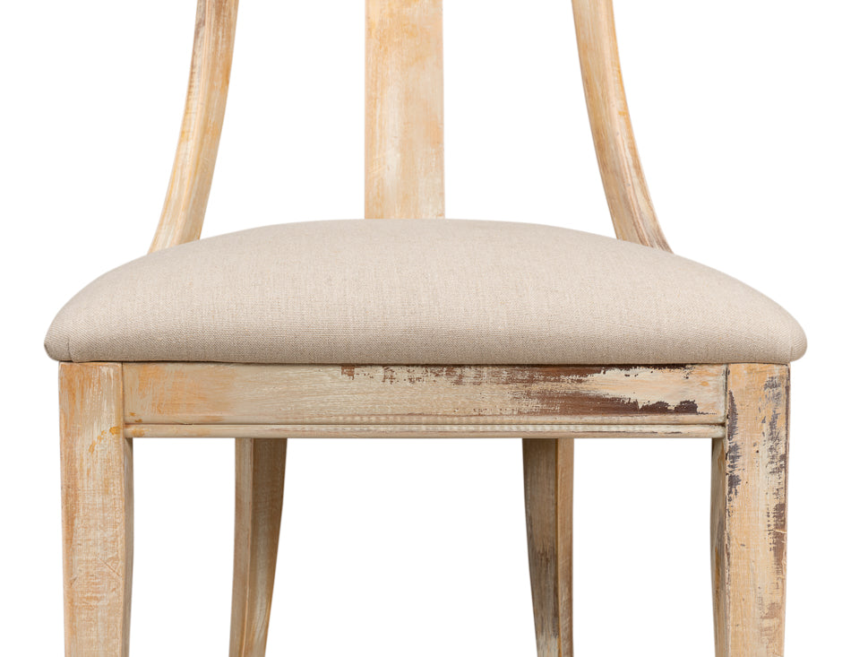 Deco Side Chair, Antique Oak, Linen Flax- Set of 2 - Chapin Furniture