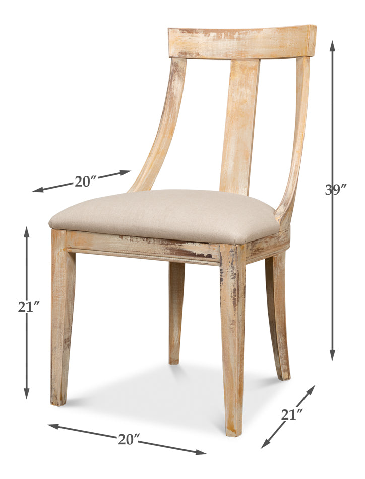 Deco Side Chair, Antique Oak, Linen Flax- Set of 2 - Chapin Furniture