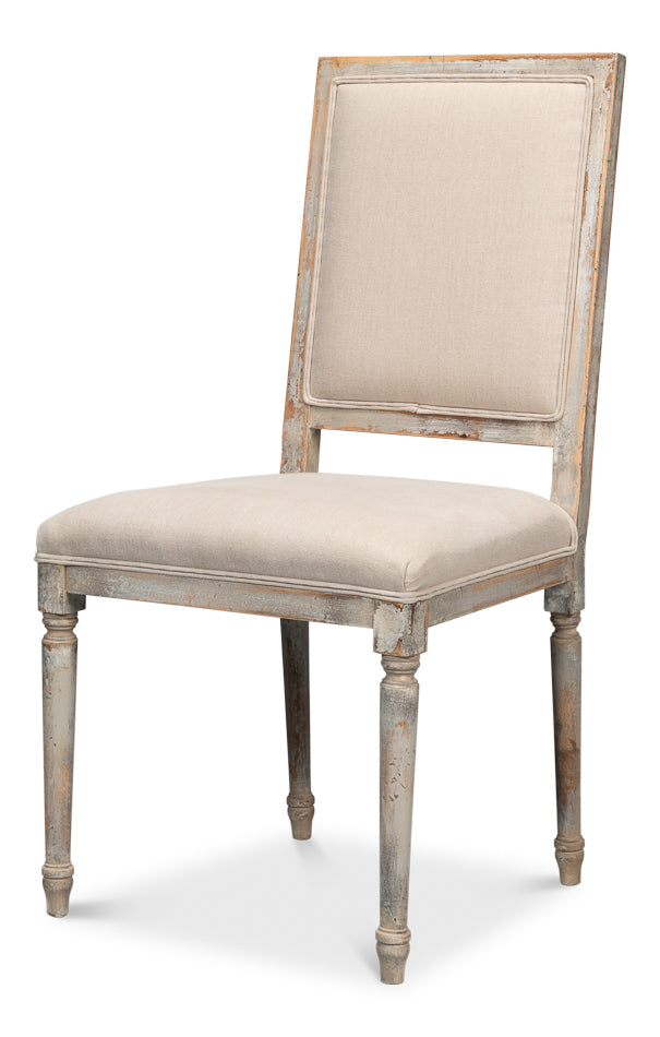 Square Back Side Chair, Grey Oak, Flax- Set of 2 - Chapin Furniture