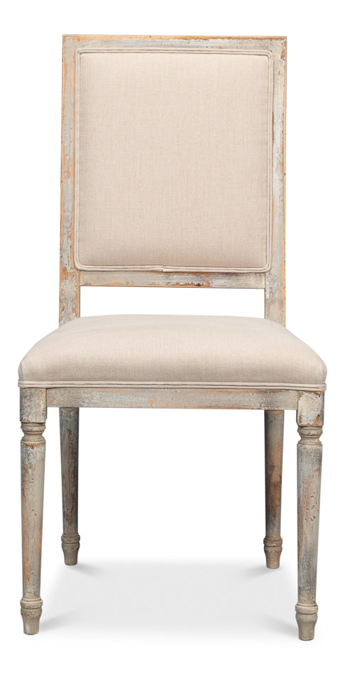 Square Back Side Chair, Grey Oak, Flax- Set of 2 - Chapin Furniture