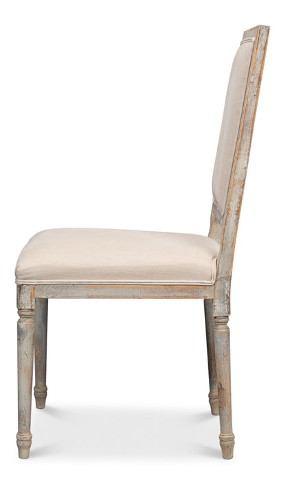 Square Back Side Chair, Grey Oak, Flax- Set of 2 - Chapin Furniture