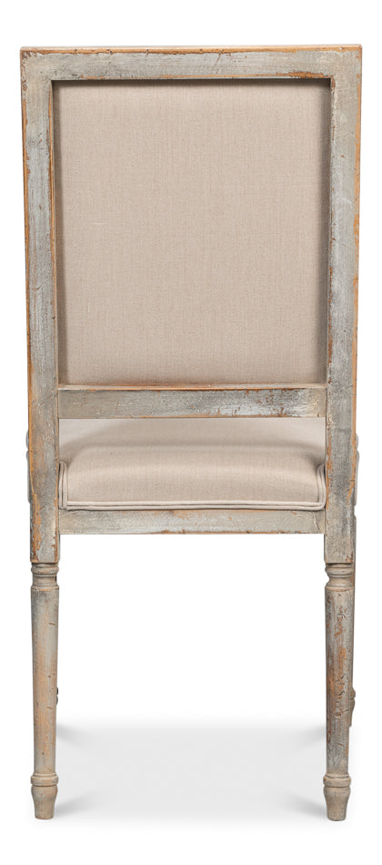 Square Back Side Chair, Grey Oak, Flax- Set of 2 - Chapin Furniture