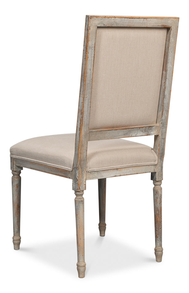 Square Back Side Chair, Grey Oak, Flax- Set of 2 - Chapin Furniture