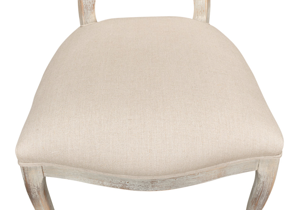 Oval Cane Back Chair, Grey Oak, Flax- Set of 2 - Chapin Furniture