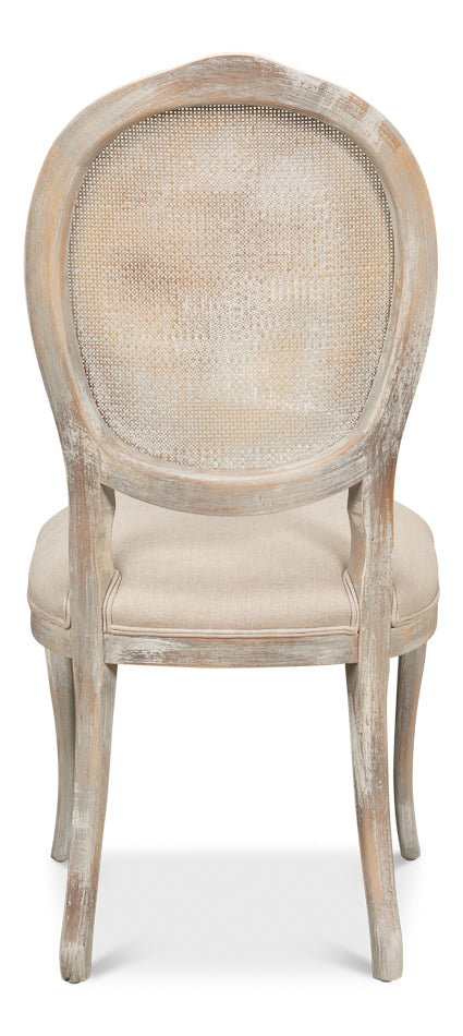 Oval Cane Back Chair, Grey Oak, Flax- Set of 2 - Chapin Furniture
