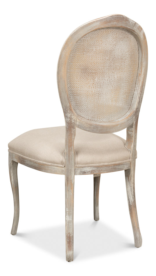 Oval Cane Back Chair, Grey Oak, Flax- Set of 2 - Chapin Furniture