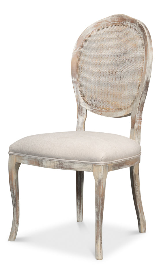 Oval Cane Back Dining Chair with Wood Frame - Thumbnail 3