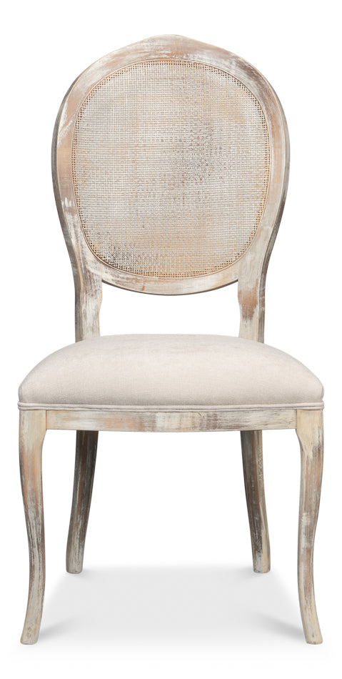 Oval Cane Back Chair, Grey Oak, Taupe- Set of 2 - Chapin Furniture