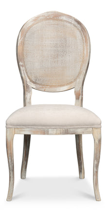 Oval Cane Back Chair, Grey Oak, Taupe- Set of 2 - Chapin Furniture