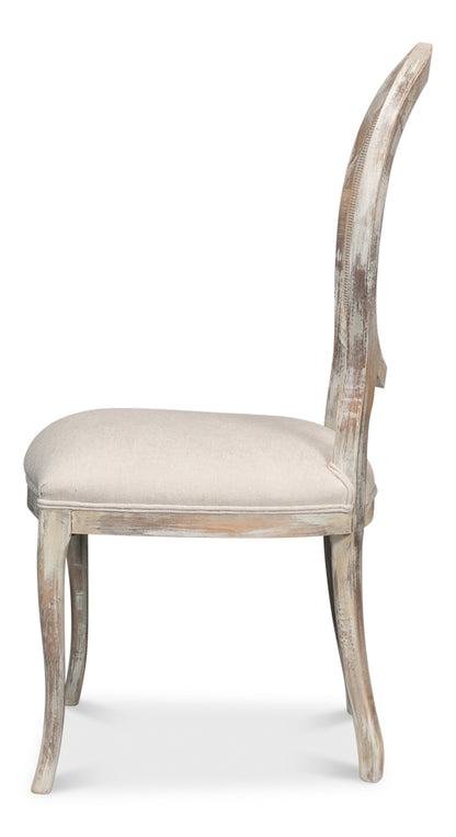 Oval Cane Back Chair, Grey Oak, Taupe- Set of 2 - Chapin Furniture