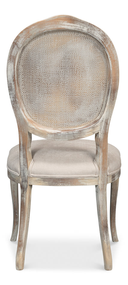 Oval Cane Back Dining Chair with Wood Frame - Thumbnail 4