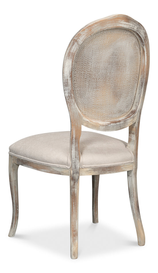 Oval Cane Back Chair, Grey Oak, Taupe- Set of 2 - Chapin Furniture