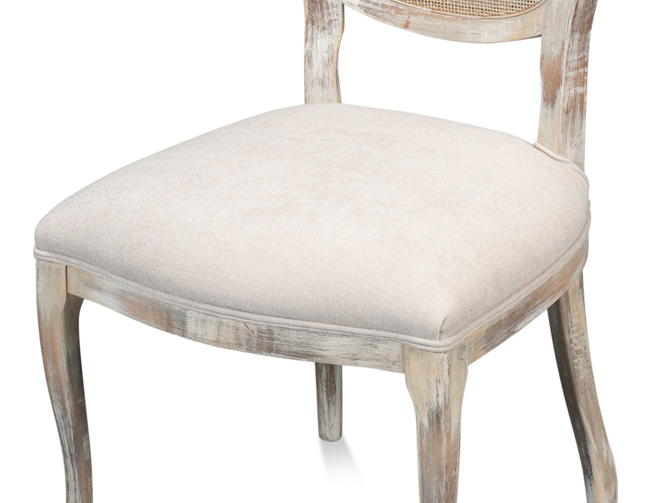 Oval Cane Back Chair, Grey Oak, Taupe- Set of 2 - Chapin Furniture