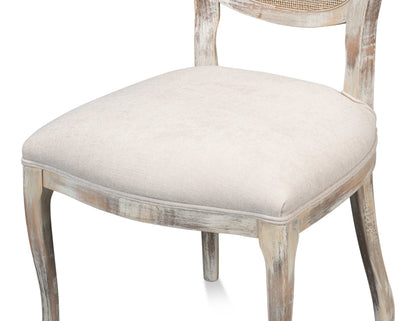 Oval Cane Back Chair, Grey Oak, Taupe- Set of 2 - Chapin Furniture