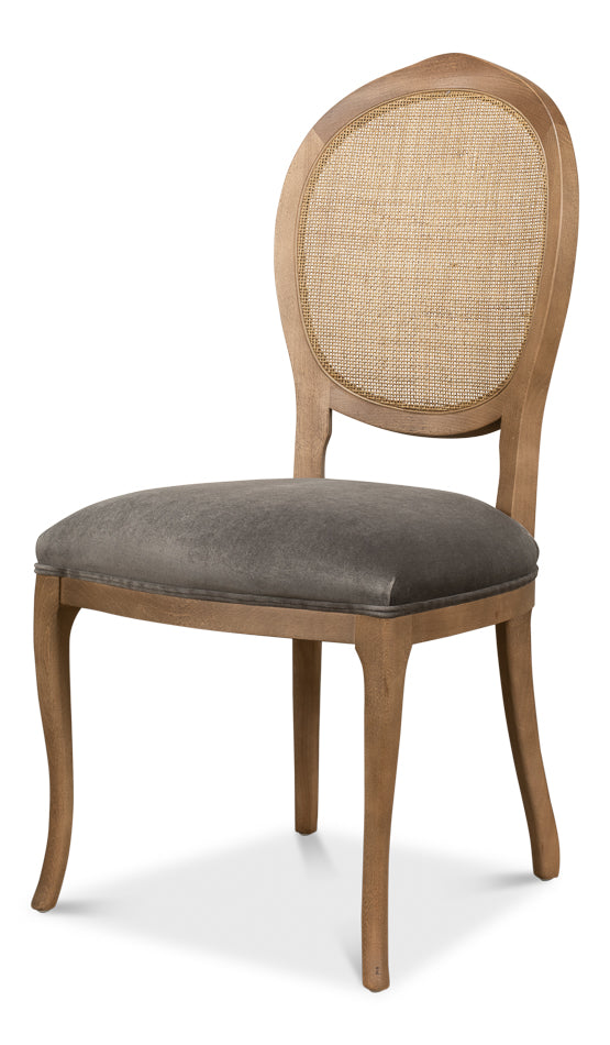 Oval Cane Back Chair, Driftwood, Charcoal- Set of 2 - Chapin Furniture