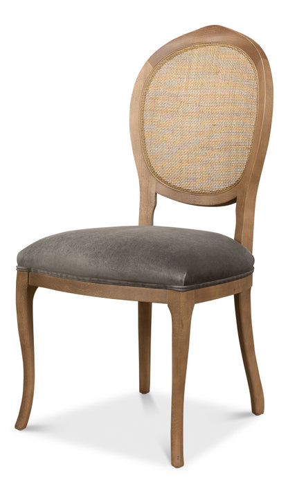Oval Cane Back Chair, Driftwood, Charcoal- Set of 2 - Chapin Furniture