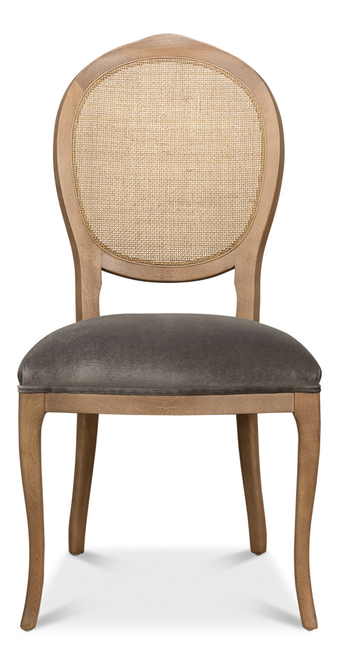 Oval Cane Back Chair, Driftwood, Charcoal- Set of 2 - Chapin Furniture