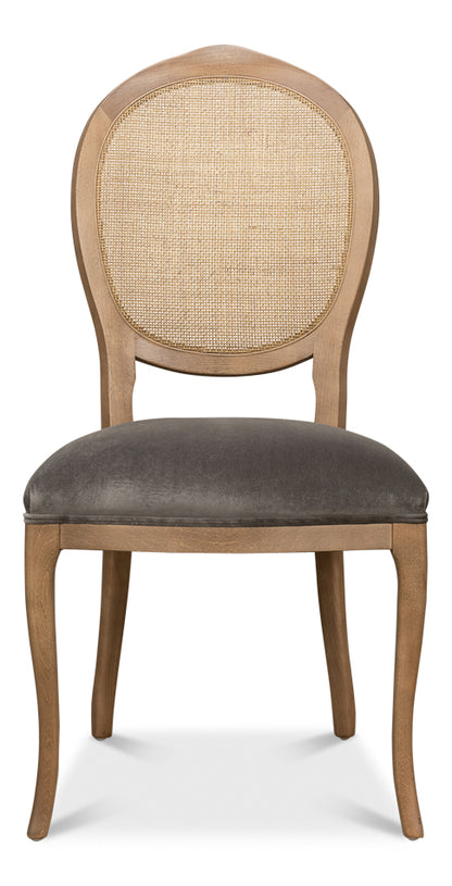 Oval Cane Back Chair, Driftwood, Charcoal- Set of 2 - Chapin Furniture