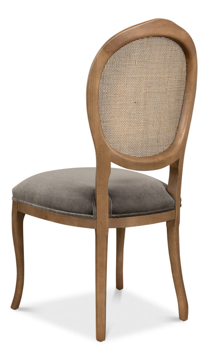 Oval Cane Back Chair, Driftwood, Charcoal- Set of 2 - Chapin Furniture