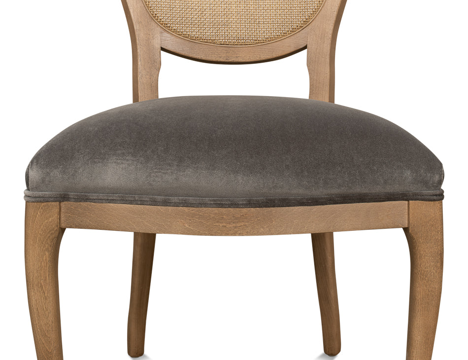Oval Cane Back Chair, Driftwood, Charcoal- Set of 2 - Chapin Furniture