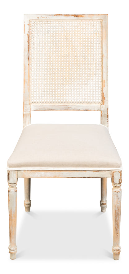Cane Back Side Chair- Grey Oak, Flax- Set of 2 - Chapin Furniture