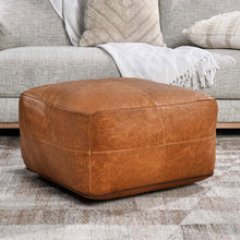 Leather Dumont Chestnut Pouf - Chapin Furniture