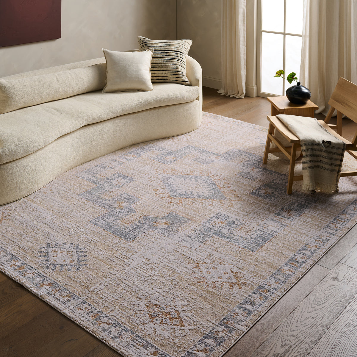 Zarif Orin ZAR06 Tan/Blue Rug - Chapin Furniture