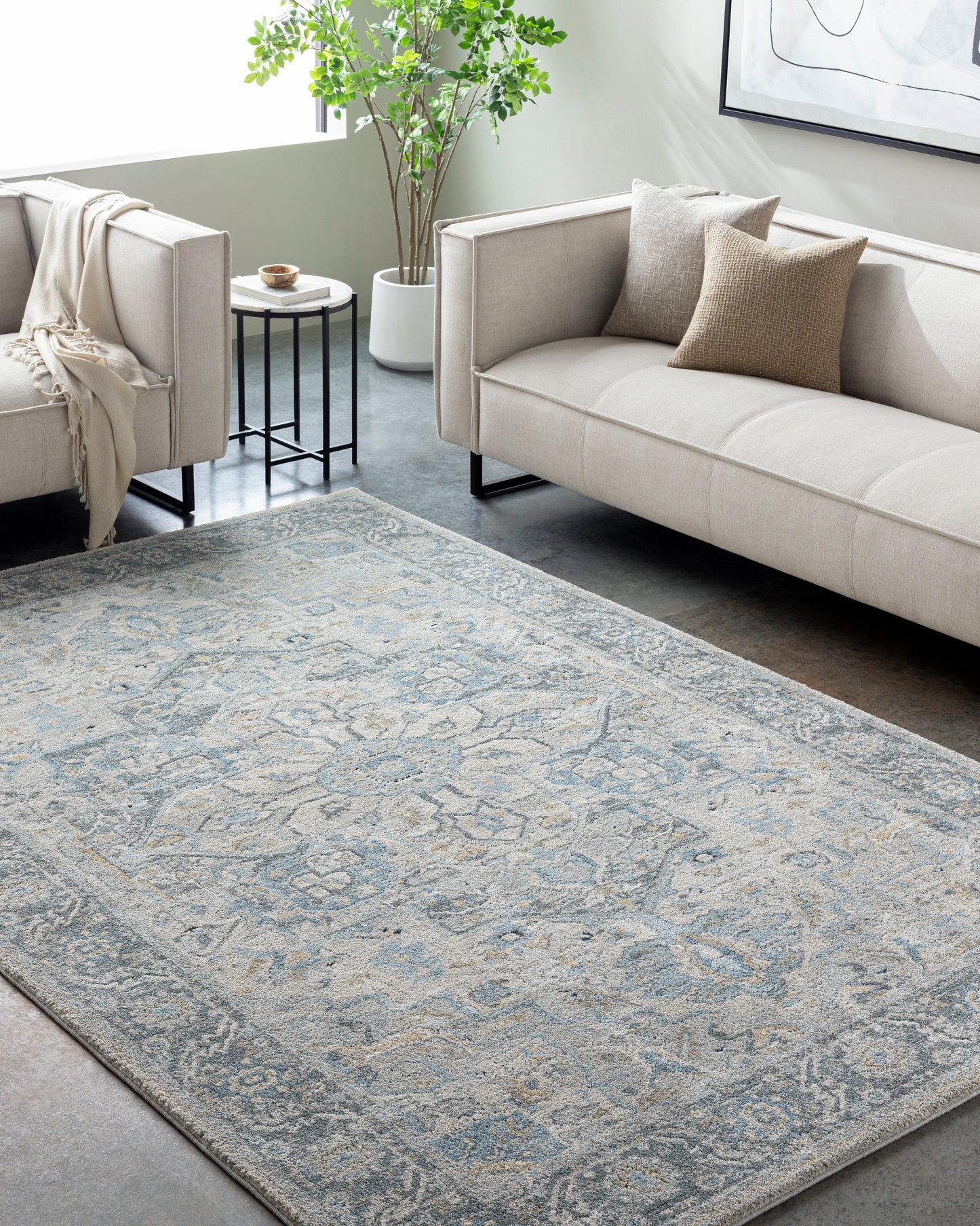 Avellino AVL-2301 Rug- Beige, Gray, Blue - Chapin Furniture