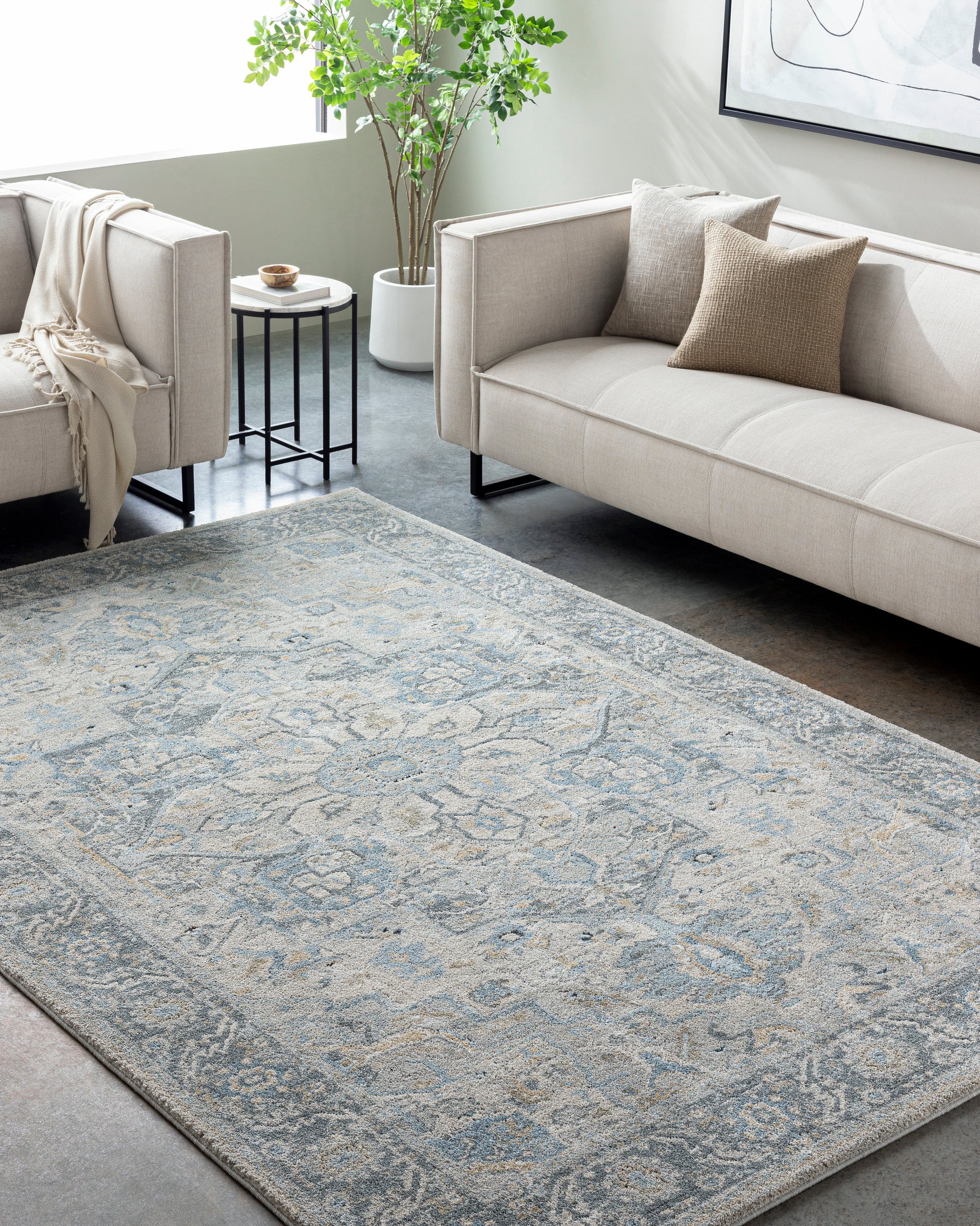 Avellino AVL-2301 Rug- Beige, Gray, Blue - Chapin Furniture