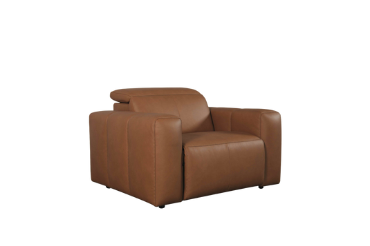 Bassett Club Level Airy Power Recliner-Antelope Leather - Chapin Furniture
