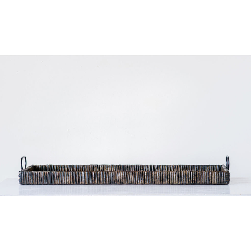Decorative Rattan Tray with Metal Handles - Chapin Furniture