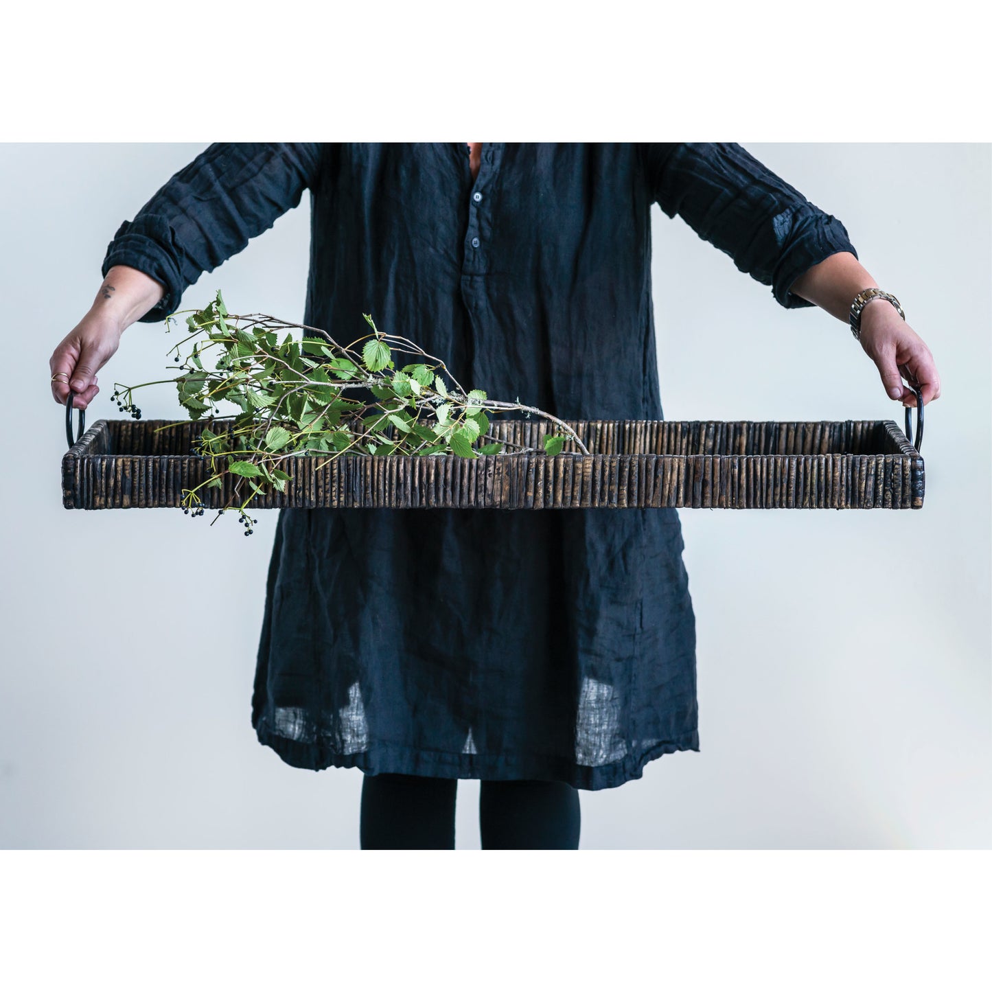 Decorative Rattan Tray with Metal Handles - Chapin Furniture