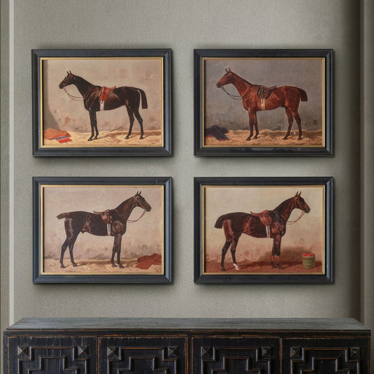 English Riding Horses Framed Print, Set of 4 Assorted Styles - Chapin Furniture