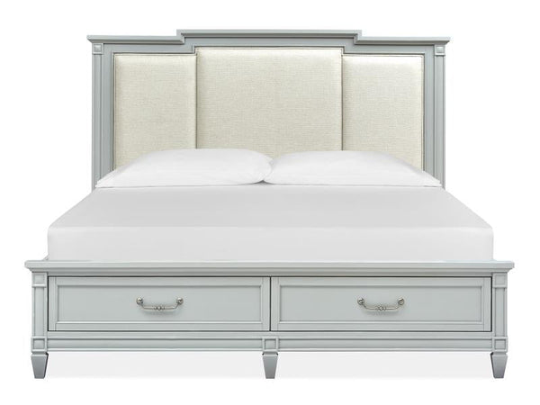 Glenbrook Complete Queen Panel Storage Bed w/ Upholstered Headboard - Chapin Furniture