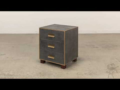 Gideon Shagreen 3 Drawer Side Table- Grey