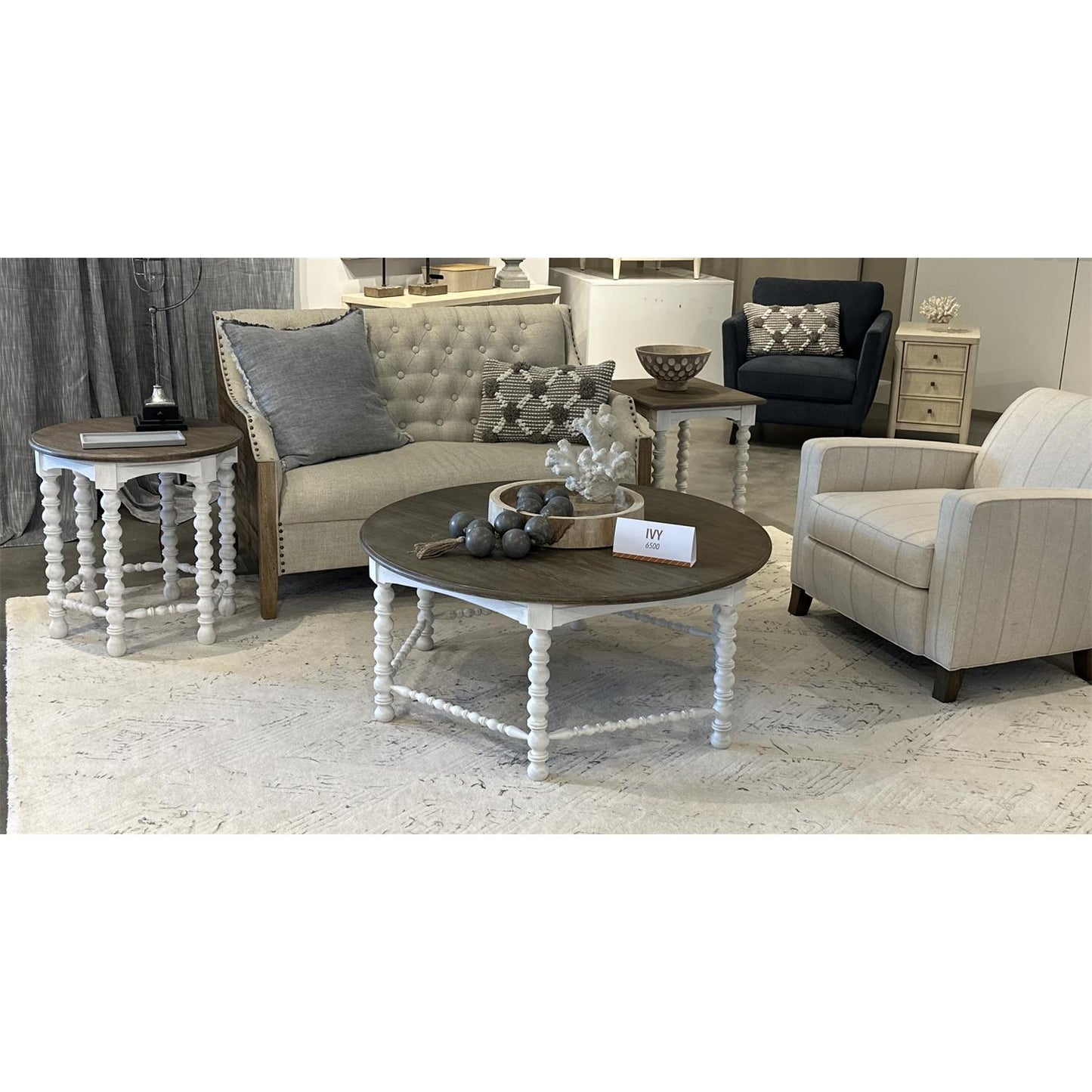 Rosalie Spindle Round Side Table - Chapin Furniture